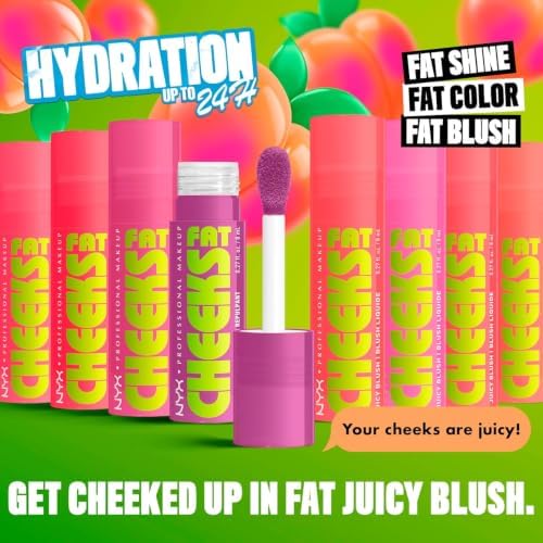 , Fat Cheeks Juicy Blush, Colorete Líquido con Acabado Glossy, Hidratación Prolongada, Color Intenso 12 Horas, Tono 02 Fig Fizz, 8ml