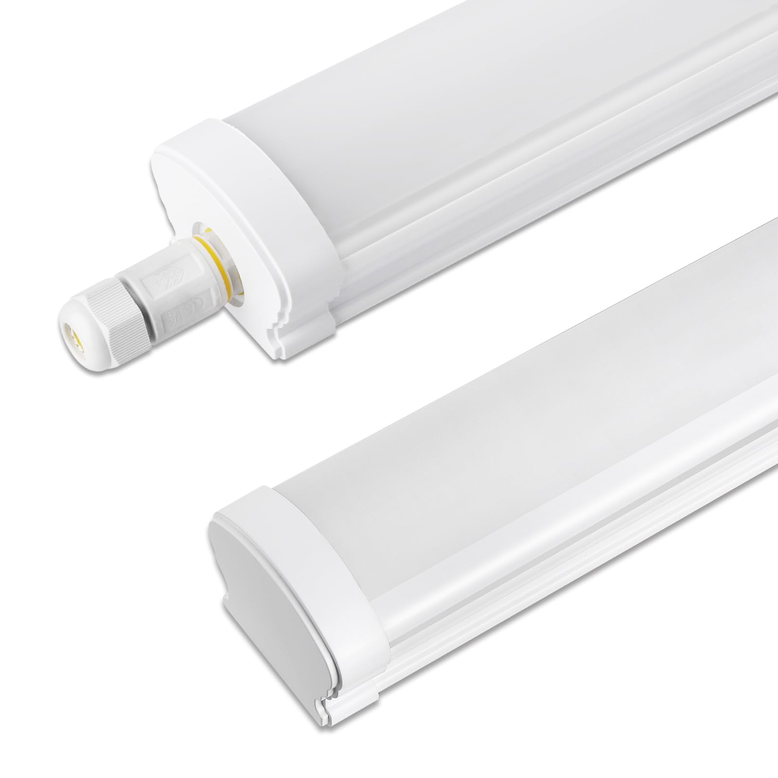 Glirowy 2 Pack 4FT LED Batten Light，LED IP65 Waterproof Tube Light Ceiling Surface Mounted Light 40W 6000K Cool White for Warehouse Shop Tunnel Office