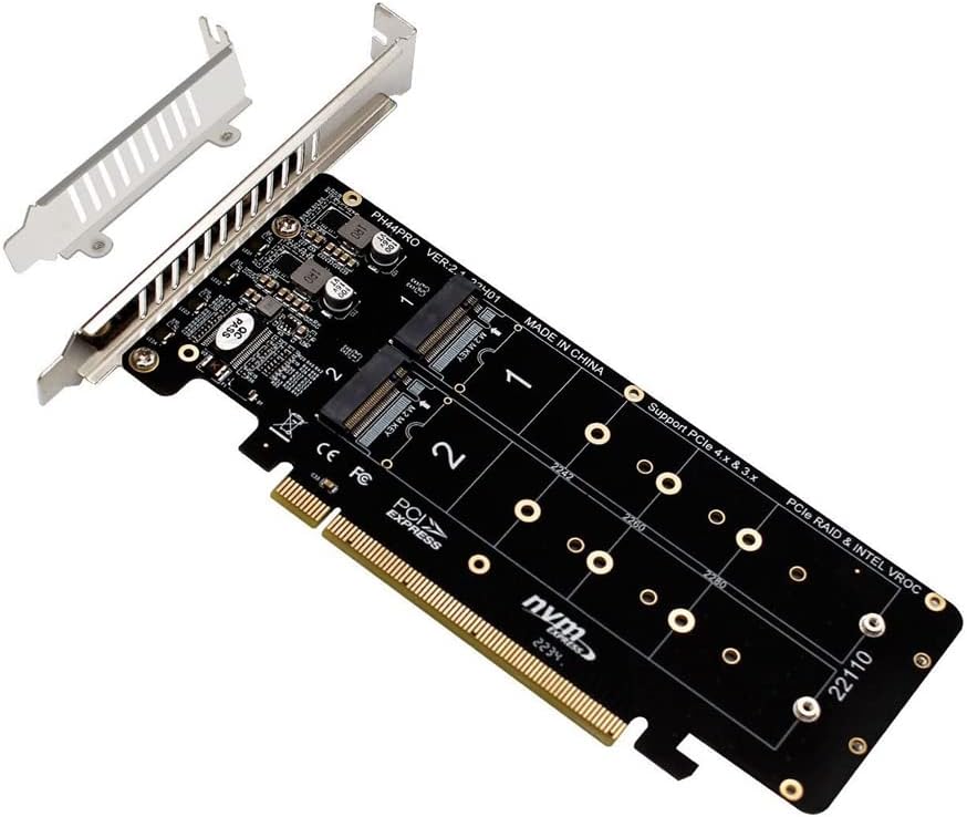 PH44PRO 4-Disk NVMe Card PCIeX16 to M.2 M-Key NVMEx4 SSD Adapter