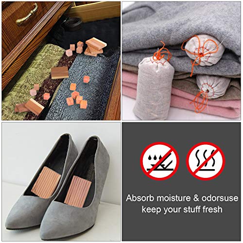 ACMETOP Aromatic Cedar Blocks for Clothes Storage, 100 Natural Cedar Balls Hangers Clothes