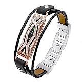 TENGL Compatible Fitbit Flex 2 Bands Bracelet, Adjustable Replacement Genuine Leather Braided Wristbands Metal Clasp Rhinestone Large Small