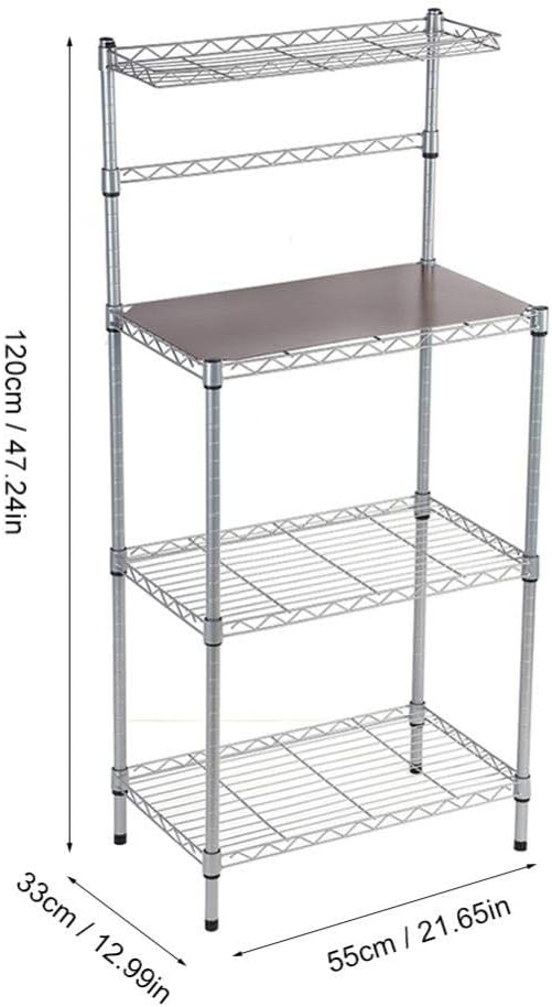 Yosooo Kitchen Baker's Rack, Multi-Layer Metal Standing Storage Rack Microwave Oven Stand with Detachable Wheels, Easy Assembly, 21.65x12.99x47.24 Inch - Standing Baker's Racks