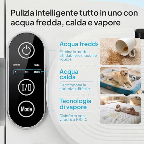 Livatro 1700W Steam Cleaner for Sofas, 15KPa Lava Upholstery, Steam Sofa Cleaner, Steam Sofa, 1.6L Tank, for Clean, Upholstered Furniture, Sofa, Car
