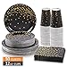Black and Gold Party Supplies 200PCS Disposable Paper Plate Cup Napkin Set Includes 9