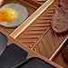 VonShef Grill Pan Non Stick Aluminum, Divided Section Pan Easy Clean Griddle With Copper Colored Interior and Stainless Steel Handle, Induction Hob Ready, 11