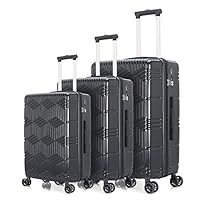 EiioX 3PCS Set ABS + PC Luggage Expandable Suitcase Hardside Light Weight with Password Lock, 20inch, 24inch, 28inch, Black