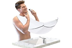NGUP Beard bib for Man Shaving Hair Clippings Beard Trimming Bib Non-Stick Beard Apron Hair Catcher Cloth Beard Shaving Tool (White)