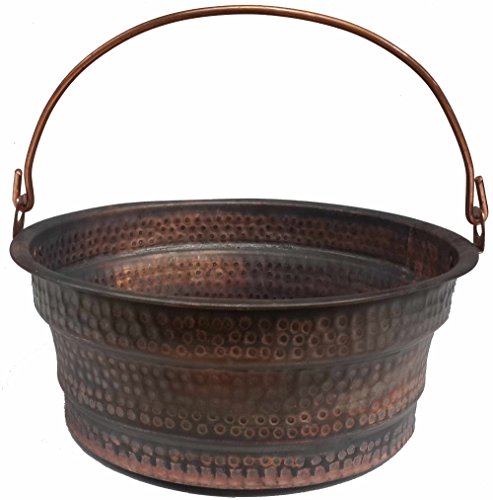Egypt gift shops French Hand-Hammered Copper Cauldron Jar Pot Fire Place Log Bucket Bin Jardiniere Planter Center Piece Decor