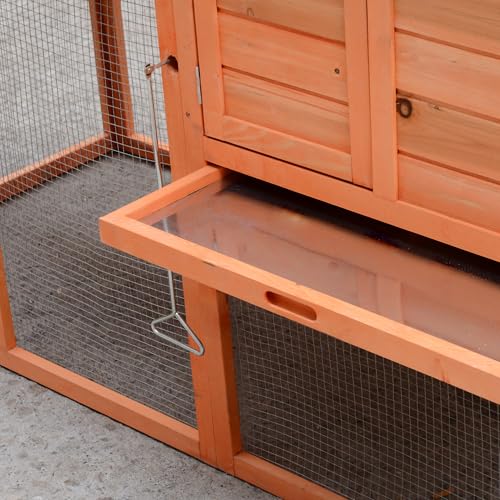 PawHut 82" Deluxe Chicken Coop Wooden Hen House with Run and Nesting Box Poultry Cage Pen for Backyard Rabbit Hutch