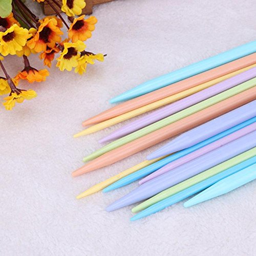 14Pcs 35cm Rainbow Colorful Knitting Needles Plastic Crochet Hooks Double Pointed Sweater Needle Knitting Needle Sewing Tools