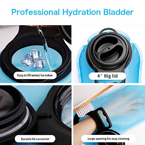 Hydration Bladders 3 Liter Water Reservoir Leak Proof Military Water Storage Bladder Bag TPU BPA Free Hydration Water Pouch Replacement for Hiking Climbing Camping Running Cycling Outdoor Backpack - Thumbnail 3