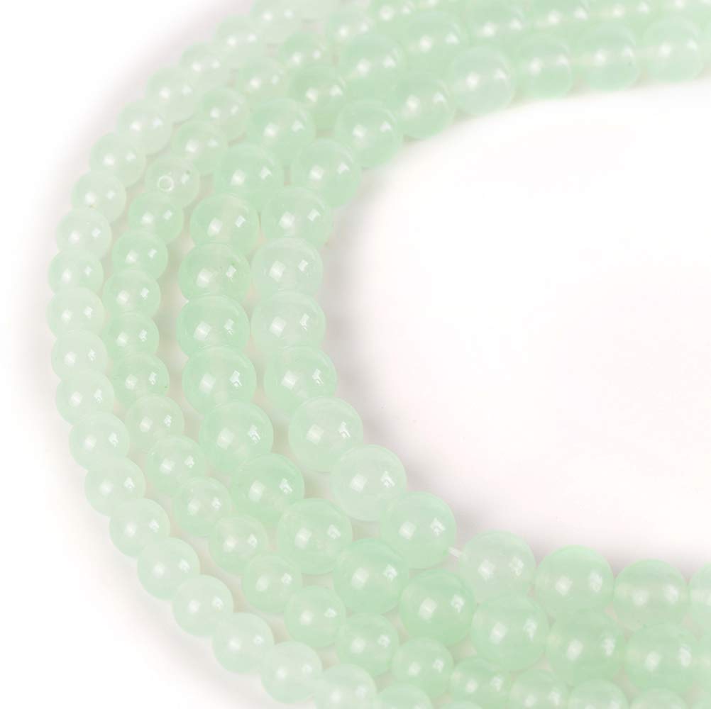 RayLineDo® 48Pcs 8mm Natural Light Green Jade Stone Round Beads Loose Beads Wholesale for Jewelry Making