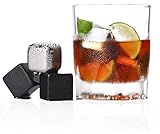 Whiskey Rocks - Unique Gift Idea! This Special Set includes Whisky Stones in Basalt and Stainless Steel, Tong and Pouch. Sipping Stones, Reusable Ice Cubes that Won't Dilute Your Drink!