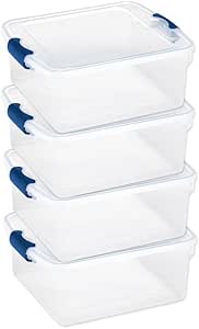 homz plastic storage tote with latches