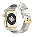 Compatible Apple Watch Band 38mm Fashion Leather iWatch Sport Series 1 Series 2 Series 3 Strap Replacement for Women Men Color Gold Metal Buckle and Connector (White 38mm)