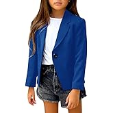 rrhss Girls Solid Color Lapel Suit Coat Button Down Long Seelve Blazer Jacket