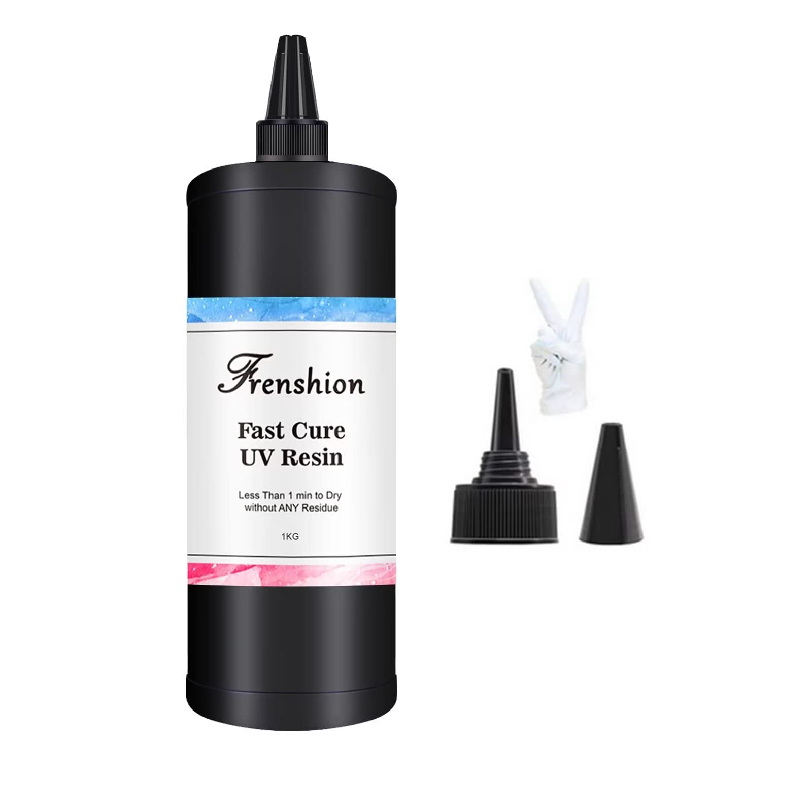 1KG 45S Fast Cure UV Resin- Upgrade High Transparency No Yellowing Clear Hard Ultraviolet Curing UV Resin - Crystal Clear Solar Cure Sunlight Activated Resin for Resin Mold + 2Pairs of Glove