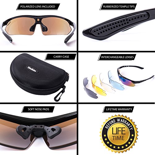 Verdster TourDePro Polarized Cycling Sport Sunglasses For Men and Women 5 Lenses, Sporty Shades