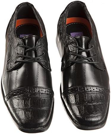 Boys Black Formal Lace-up Dress Shoes with Textured Pattern, Boys 11 to Big Boys 4 (Boys 3)