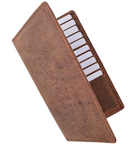 Marshal Bifold Leather RFID Blocking Wallet For Men & Women | Genuine Leather Holder With 19 Slots, 2 Bill Compartments & ID Window | For Credit/Debit Cards, Money & More (Vintage)