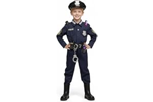 KIDDOKIDS Police Costume for Kids, Police Officer for Boys Girls Cop Uniform Outfit, Career Day, Role Play, Halloween Dress Up Parties