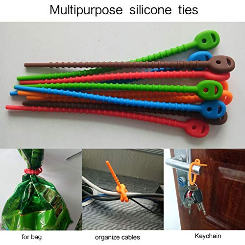 UMIWE Reusable Cable Ties Straps Silicone Cord Ties Wrap Multi-use Twist Bag Ties,Food Saver Sealing Bag for Kitchen, Office,Travel