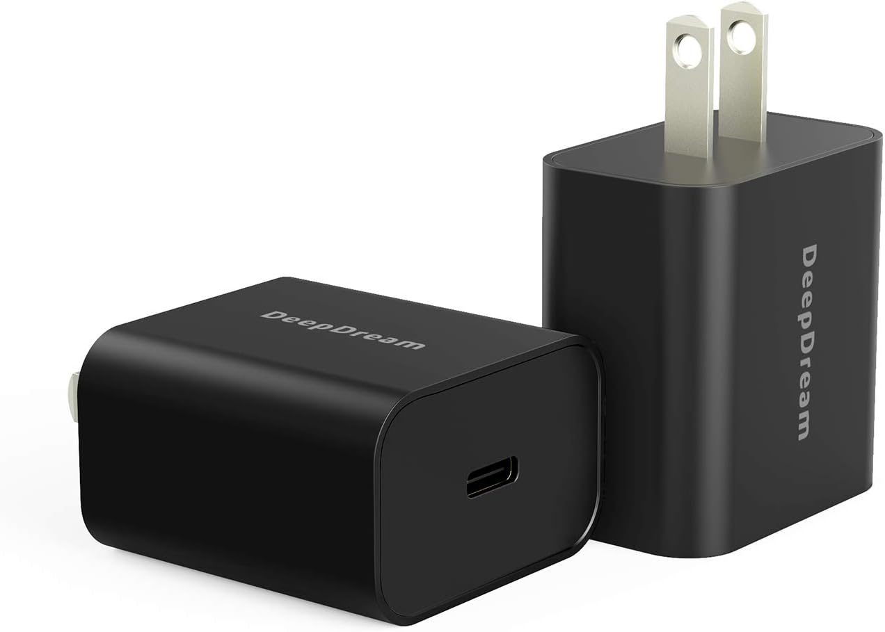 iPhone 12 Fast Charger, DeepDream 2 Pack 20W USB C PD Wall Charger Block Power Adapter Type C Power Delivery 3.0 for iPhone 12/12 Mini/12 Pro/SE/11/Max/XS/XR/8, Galaxy, iPad Pro-Black