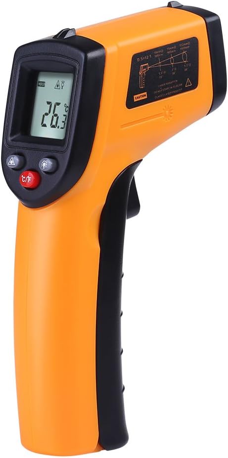 LemSa Handheld IR Infrared Non-Contact Digital Temperature Gun Thermometer -58°f to 716°f (-50~380℃) Instant-Read (NO Battery)