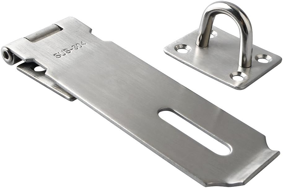 Alise MS9-5B Padlock Hasp Door Clasp Gate Lock SUS 304 Stainless Steel Finish, Silver - - 