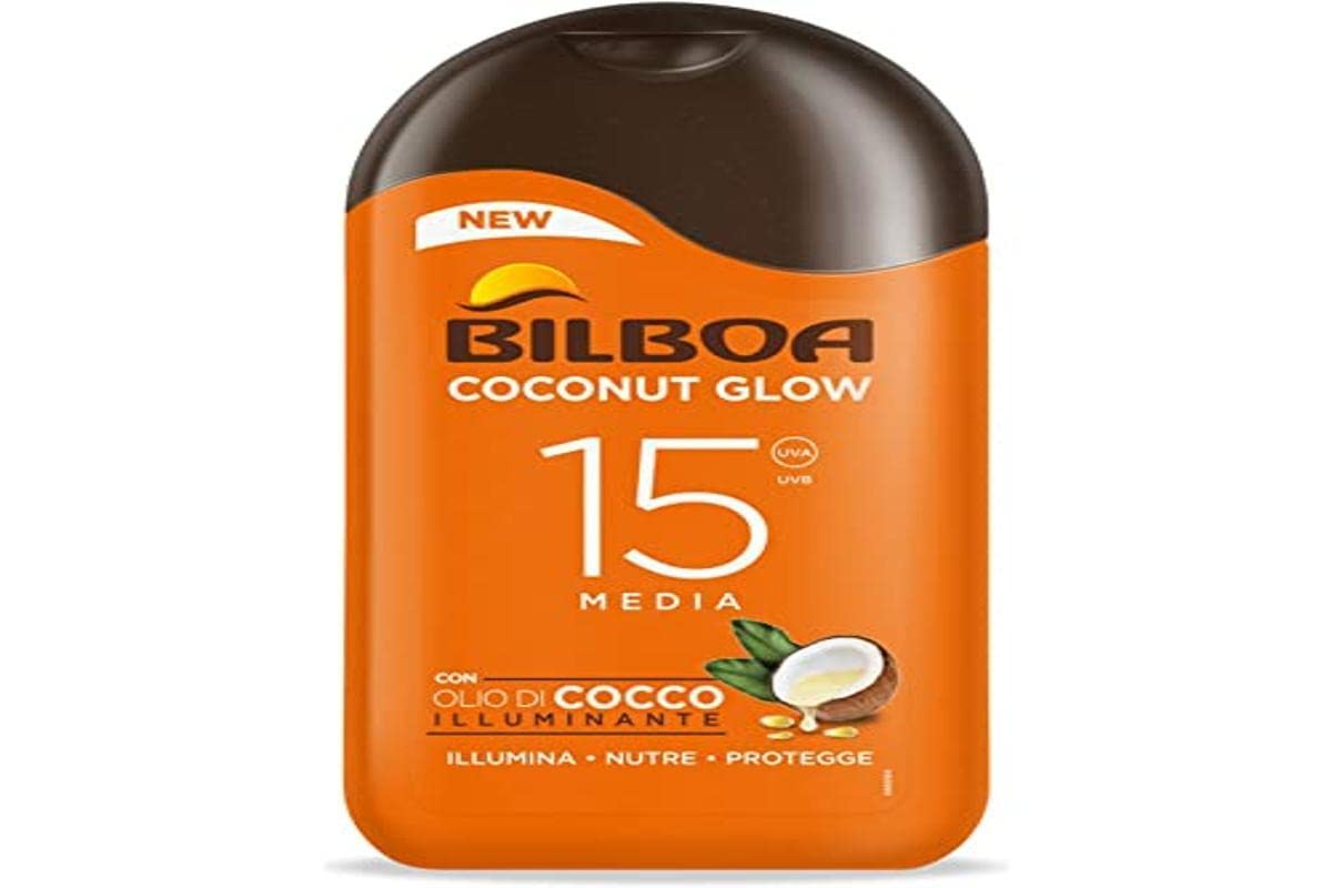 Bilboa, Coconut Glow SPF 15 Sun Cream with Coconut Oil and Vitamin E, Light on Skin, Sun Protection, Waterproof, 200 ml