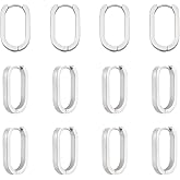 UNICRAFTALE 12Pcs Stainless Steel Huggie Hoop Earrings Oval Endless Hoop Earrings 21mm Huggie Earrings Sleeper Earrings Piercing Earrings Small Hoop Earrings Set for DIY Earring Jewelry Making