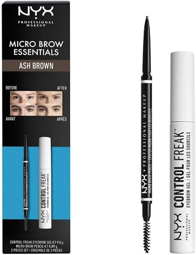NYX Brow Essentials Micro Brow Pencil & Control Freak Clear Gel Duo Ash Brown