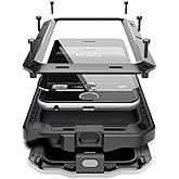 Marrkey for iPhone 16E Metal Case 6.1",Heavy Duty Shockproof Aluminum Alloy Tough Armour Military Grade Phone Case,360 Full Body Protective Cover with Silicone Built-in Screen Protector -Black