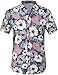 Hawaiian Shirt for Men, Summer Shirts for Men, Tropical Shirts Mens Short Sleeve Floral Casual Button Down (X-Large, White Pink)