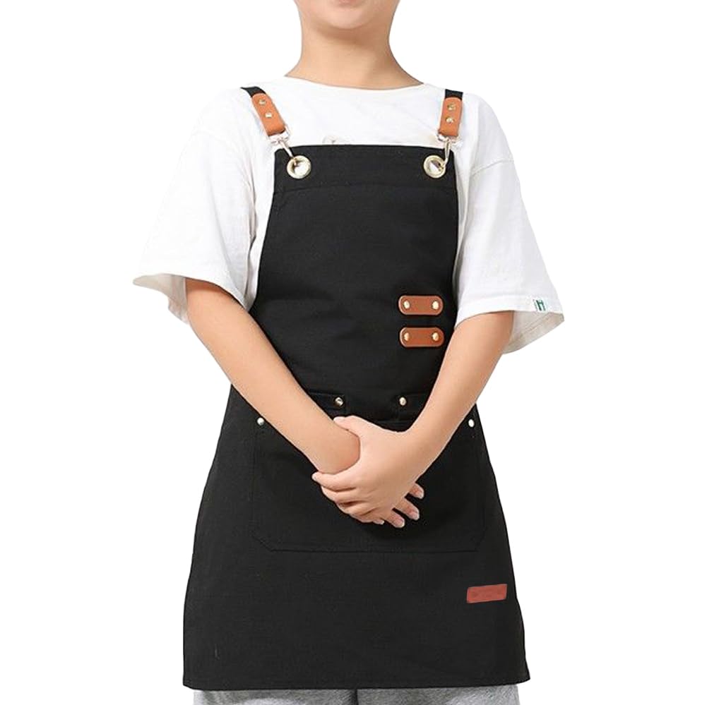 Oyccen Kids Canvas Aprons Painting Baking Cooking Apron with Pockets Children's Artist Apron for Boys and Girls