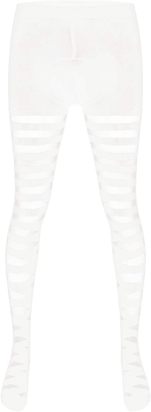 Kaerm Herren Transparent Strumpfhose Ouvert Dessous Streifen Druck Lang Leggings Mit Loch Im