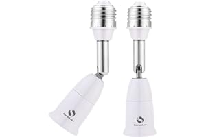 RONG&LAN E26/E27 Light Socket Extender，180 Degree Bendable, Extension Socket Extender Adapter, E26/E27 to E26/E27 Adjustable Extension, Flexible Medium Light Bulb Socket Converter (5.5inch 2-Pack)