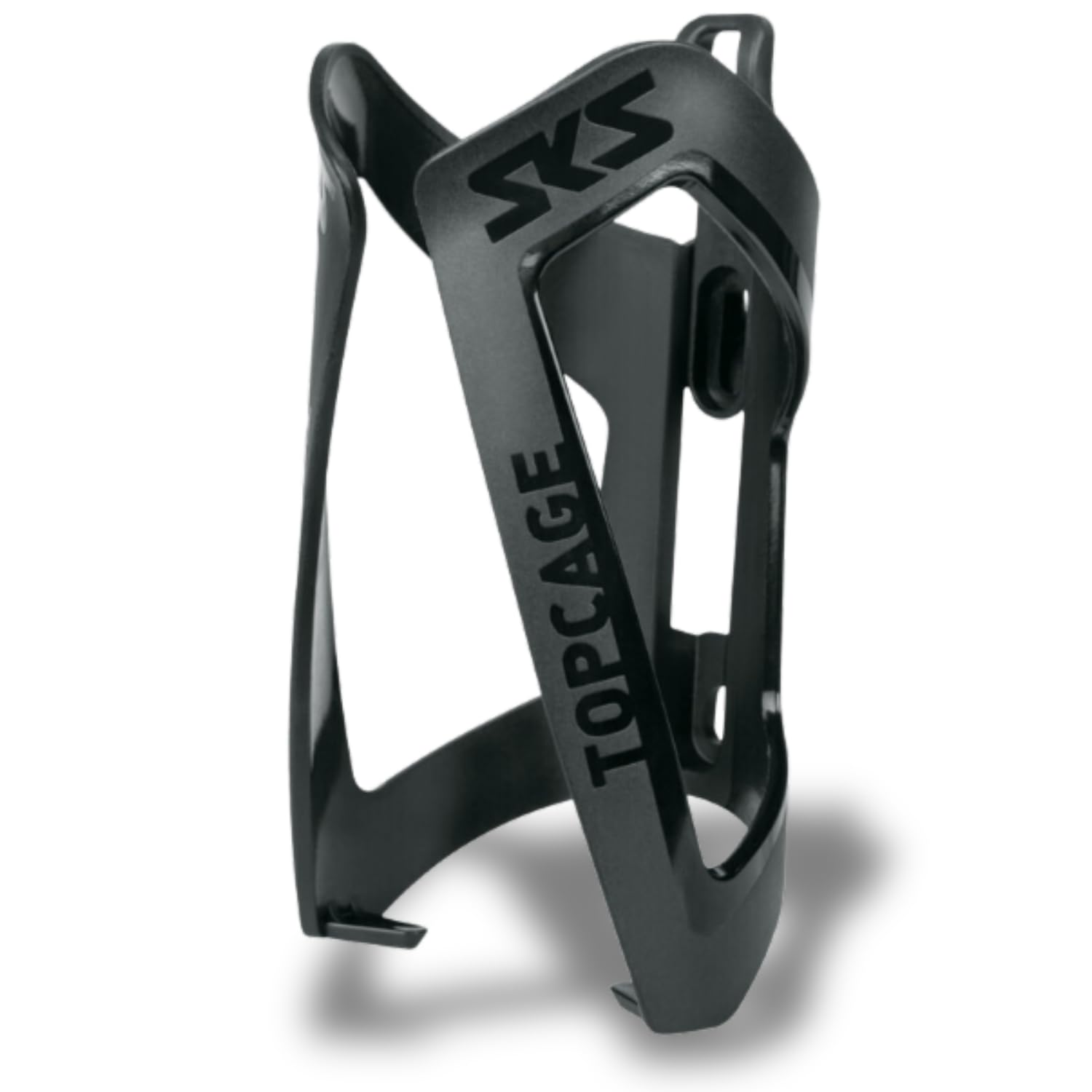 SKS GERMANY TOPCAGE BLACK bottle cage for bikes (bike bottle cage made of high-strength as well as lightweight plastic, adjustable stop, variable catch hooks for secure locking).