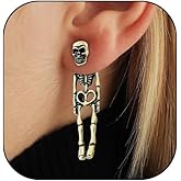 Halloween Skeleton earrings Gothic Spooky Skull Skeleton drop Earrings Retro Punk Skeleton Front Back Stud Earrings for Women Men Halloween Jewelry