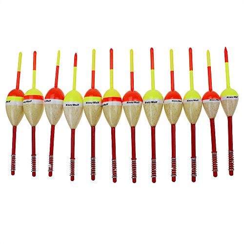 Krazywolf Balsa Spring Fishing Floats,3/4 to 1 Inch Pack of 12