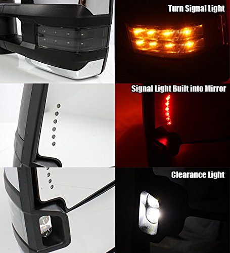 ModifyStreet Power Side Towing Mirrors with Smoke Lens Turn Signal and Heated Defrost and Clearance Light for 14-18 Chevy Silverado Avalanche Tahoe Yukon/XL/Denali Suburban or GMC Sierra - Chrome - Thumbnail 4