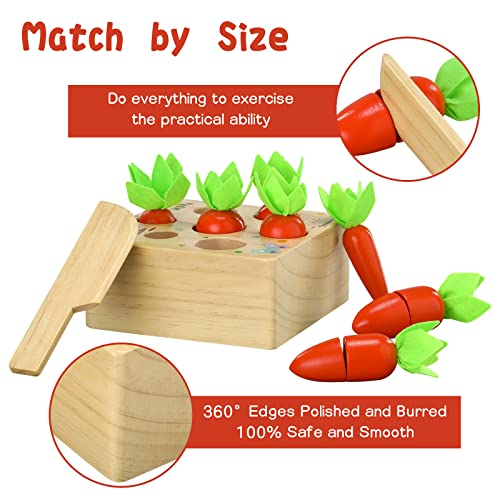 Mikabili Carrot Harvest Game Wooden Toy for Baby Montessori Toy Educational Shape Sorting