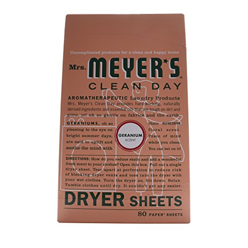Mrs. Meyer’s Clean Day Dryer Sheets, Geranium Scent, 80 count