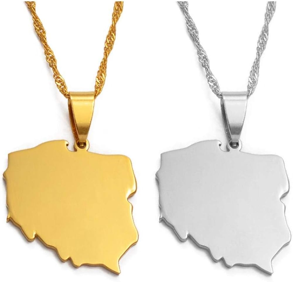 Poland Map Pendant Necklaces for Women Jewelry Maps of Poland Chain