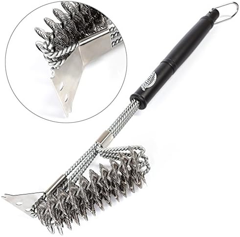Grill Brush โ BBQ Brush โ BBQ Grill Cleaning Brush with Scraper โ Barbecue Cleaner โ Safe Bristle Free BBQ Grill Brush for Porcelain Propane Electric Infrared Stainless Steel Gas Iron and Weber Grill
