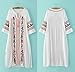 R.Vivimos® Women Cotton 3/4 Sleeve V Neck Side Split Long Dresses + Lining 2 Piece X-Large White