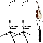 New Bee Guitar Stand 2 Pack, Height Adjustable Foldable Guitar Stand | Adjust Height 30" to 35", Sturdy &amp; Non-Slip Design, Load Capacity 20LB, Fits for Acoustic, Electric, Bass and Banjos