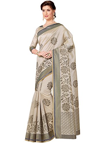 IndusDiva Women's Beige Tussar Silk Saree