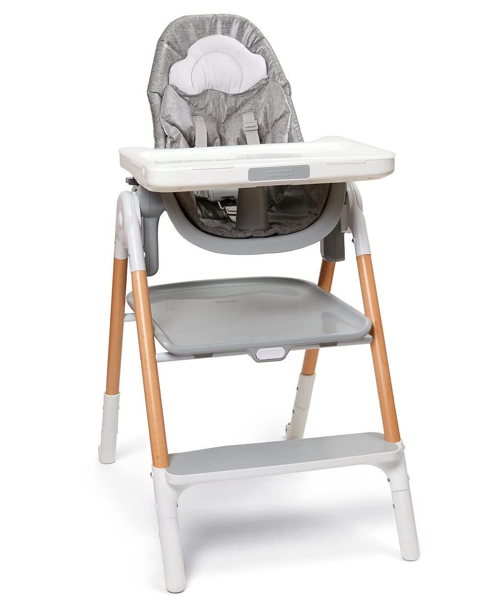 Skip Hop Baby High Chair 2-in 1 Convertible High Chair, Sit-to-Step, Grey/White Image