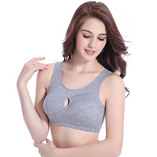 Willsa Women's Seamless Wirefree Nursing Maternity Bra Sports Yoga Push Up Comfort Sleep Bralette (M fits 32A/B/C/D/E,34A/B/C/D,36A, Gray)
